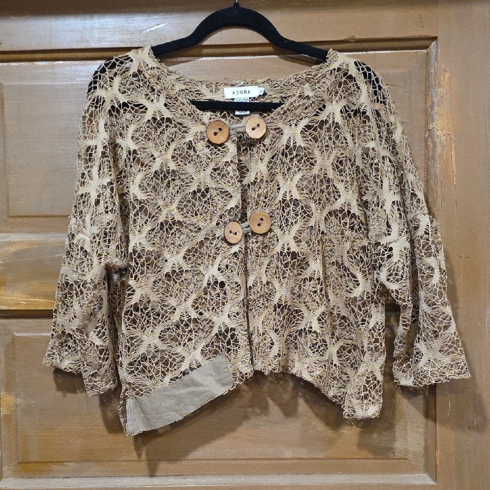 Adore Beige Lace Jacket with Wooden Buttons